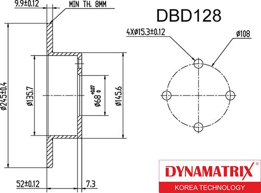 Dynamatrix DBD128 - Stabdžių diskas autoreka.lt