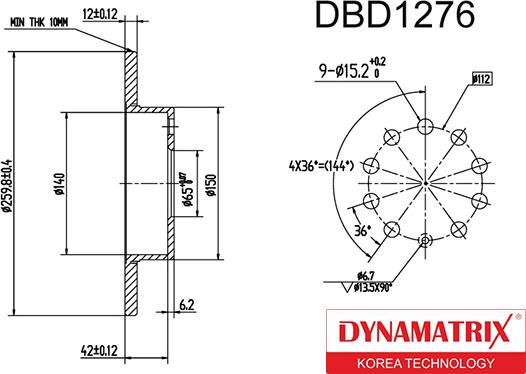 Dynamatrix DBD1276 - Stabdžių diskas autoreka.lt