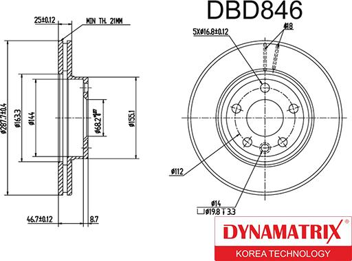 Dynamatrix DBD846 - Stabdžių diskas autoreka.lt