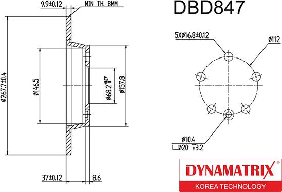 Dynamatrix DBD847 - Stabdžių diskas autoreka.lt