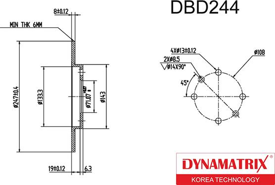 Dynamatrix DBD244 - Stabdžių diskas autoreka.lt