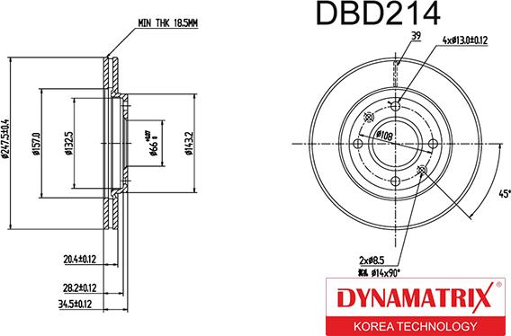 Dynamatrix DBD214 - Stabdžių diskas autoreka.lt