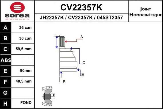 EAI CV22357K - Jungčių komplektas, kardaninis velenas autoreka.lt
