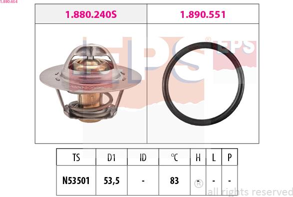 EPS 1.880.654 - Termostatas, aušinimo skystis autoreka.lt