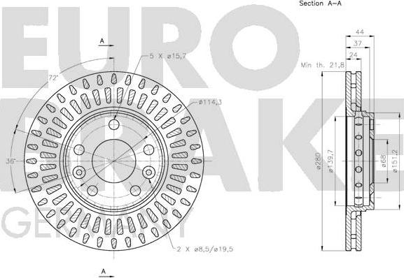 Eurobrake 5815203970 - Stabdžių diskas autoreka.lt