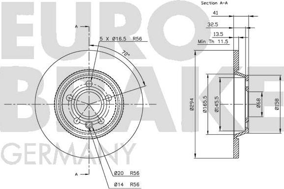 Eurobrake 5815202552 - Stabdžių diskas autoreka.lt