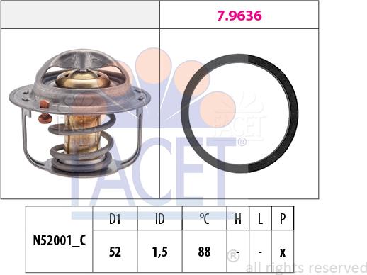 FACET 7.8554 - Termostatas, aušinimo skystis autoreka.lt