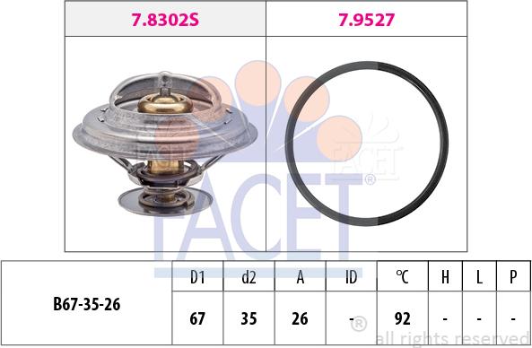 FACET 7.8302 - Termostatas, aušinimo skystis autoreka.lt