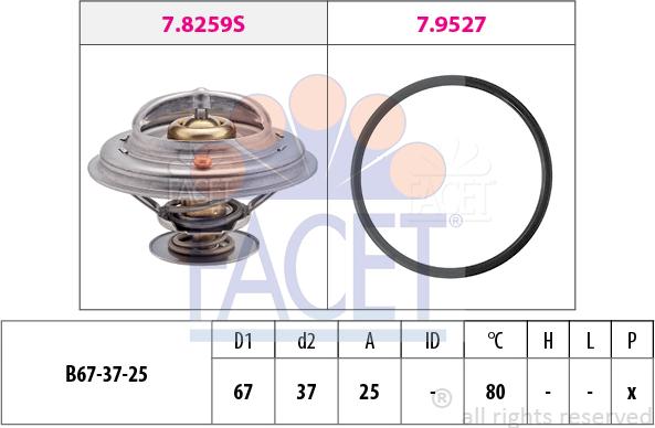 FACET 7.8259 - Termostatas, aušinimo skystis autoreka.lt