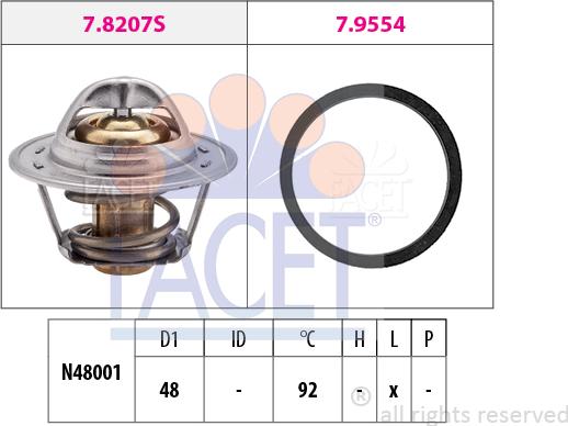 FACET 7.8207 - Termostatas, aušinimo skystis autoreka.lt