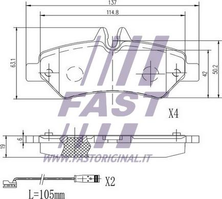 Fast FT29020 - Stabdžių trinkelių rinkinys, diskinis stabdys autoreka.lt