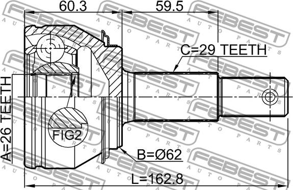 Febest 0210-T32R - Jungčių komplektas, kardaninis velenas autoreka.lt