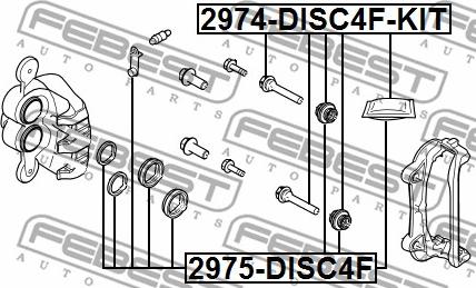 Febest 2974-DISC4F-KIT - Kreipiantysis varžtas, stabdžių apkaba autoreka.lt