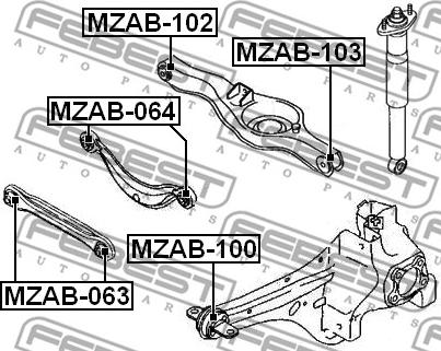 Febest MZAB-102 - Valdymo svirties / išilginių svirčių įvorė autoreka.lt