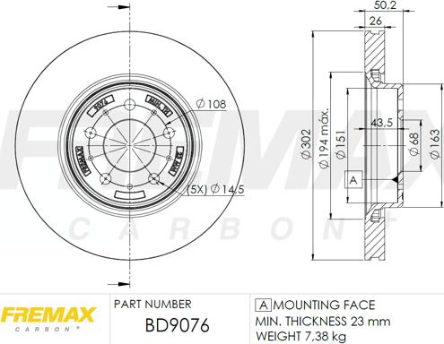 FREMAX BD-9076 - Stabdžių diskas autoreka.lt