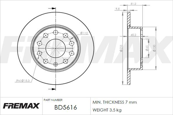 FREMAX BD-5616 - Stabdžių diskas autoreka.lt