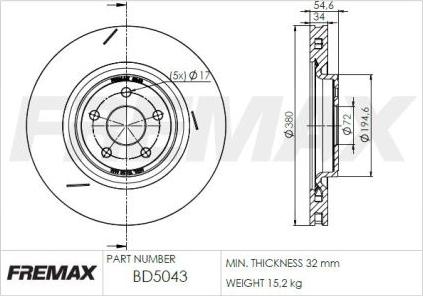 FREMAX BD-5043 - Stabdžių diskas autoreka.lt