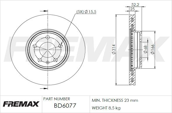 FREMAX BD-6077 - Stabdžių diskas autoreka.lt