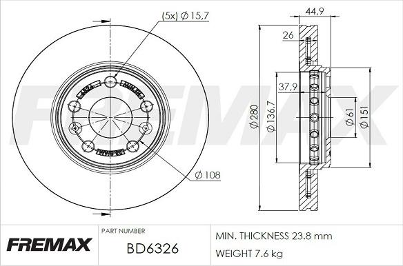 FREMAX BD-6326 - Stabdžių diskas autoreka.lt