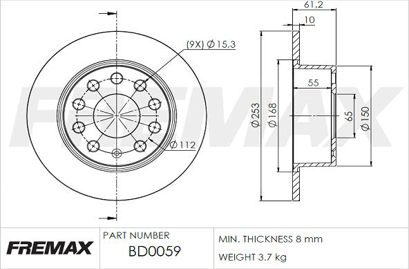 FREMAX BD-0059 - Stabdžių diskas autoreka.lt