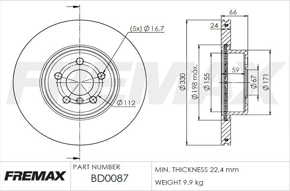 FREMAX BD-0087 - Stabdžių diskas autoreka.lt