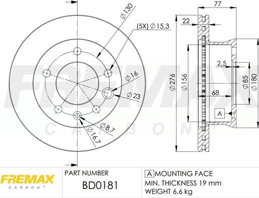 FREMAX BD-0181 - Stabdžių diskas autoreka.lt