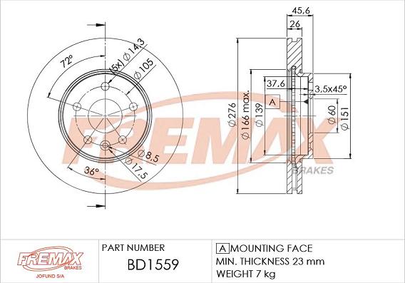 FREMAX BD-1559 - Stabdžių diskas autoreka.lt