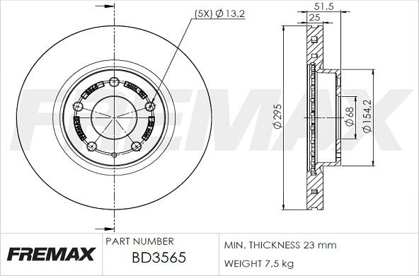 FREMAX BD-3565 - Stabdžių diskas autoreka.lt