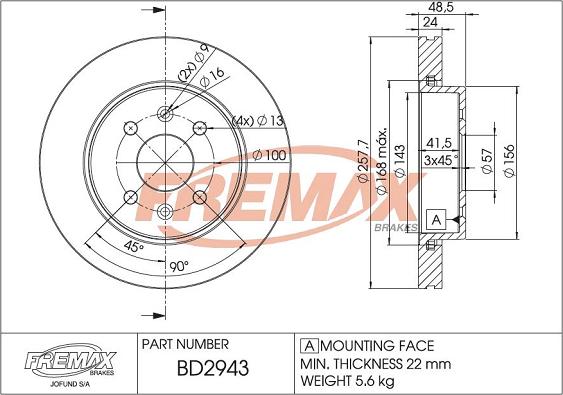 FREMAX BD-2943 - Stabdžių diskas autoreka.lt