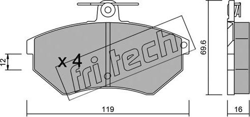 Fri.Tech. 052.0 - Stabdžių trinkelių rinkinys, diskinis stabdys autoreka.lt