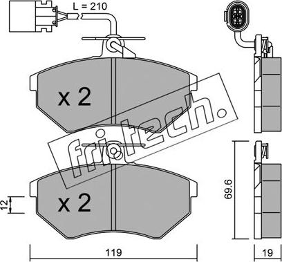 Fri.Tech. 052.1 - Stabdžių trinkelių rinkinys, diskinis stabdys autoreka.lt