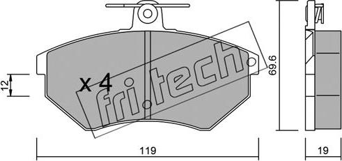 Fri.Tech. 052.2 - Stabdžių trinkelių rinkinys, diskinis stabdys autoreka.lt