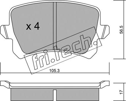 Fri.Tech. 822.0 - Stabdžių trinkelių rinkinys, diskinis stabdys autoreka.lt