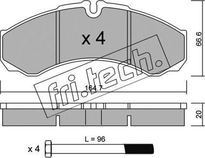 Fri.Tech. 221.0 - Stabdžių trinkelių rinkinys, diskinis stabdys autoreka.lt