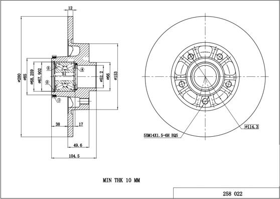 Hart 258 022 - Stabdžių diskas autoreka.lt