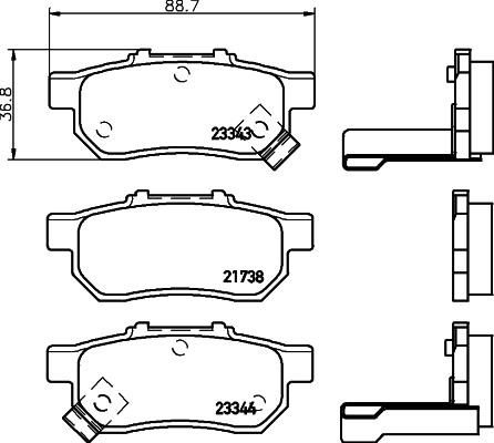 HELLA 8DB 355 027-291 - Stabdžių trinkelių rinkinys, diskinis stabdys autoreka.lt