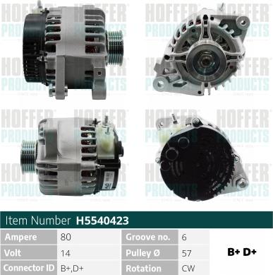 Hoffer H5540423 - Kintamosios srovės generatorius autoreka.lt