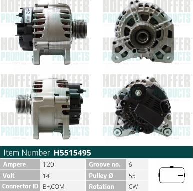 Hoffer H5515495 - Kintamosios srovės generatorius autoreka.lt