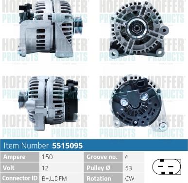 Hoffer H5515095 - Kintamosios srovės generatorius autoreka.lt