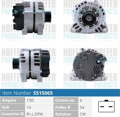 Hoffer H5515065 - Kintamosios srovės generatorius autoreka.lt