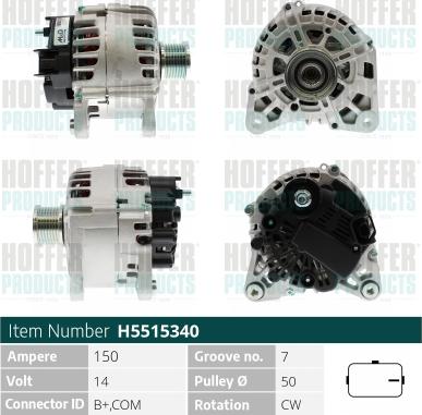 Hoffer H5515340 - Kintamosios srovės generatorius autoreka.lt