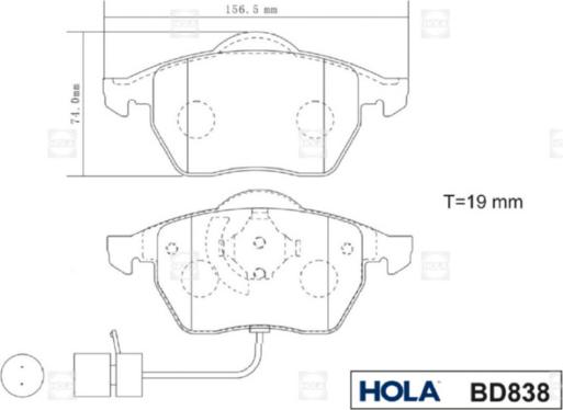 Hola BD838 - Stabdžių trinkelių rinkinys, diskinis stabdys autoreka.lt