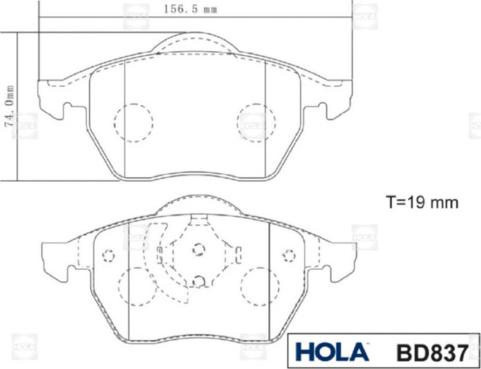 Hola BD837 - Stabdžių trinkelių rinkinys, diskinis stabdys autoreka.lt