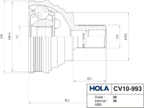 Hola CV10-993 - Jungčių komplektas, kardaninis velenas autoreka.lt