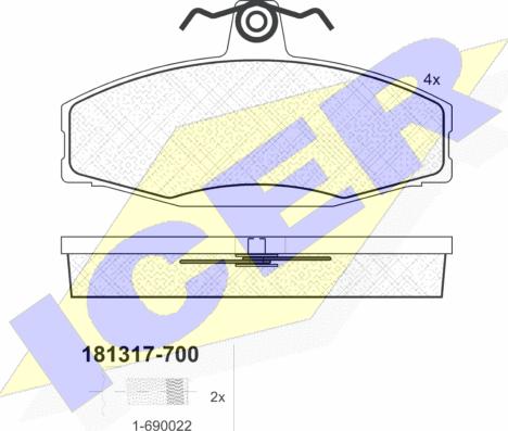 Icer 181317-700 - Stabdžių trinkelių rinkinys, diskinis stabdys autoreka.lt