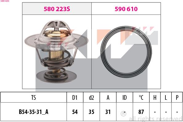 KW 580 435 - Termostatas, aušinimo skystis autoreka.lt