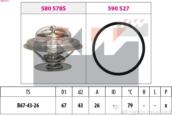 KW 580 577 - Termostatas, aušinimo skystis autoreka.lt