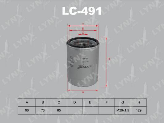 LYNXauto LC-491 - Alyvos filtras autoreka.lt