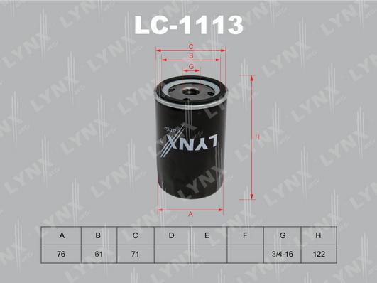 LYNXauto LC-1113 - Alyvos filtras autoreka.lt