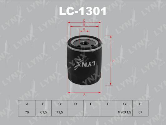 LYNXauto LC-1301 - Alyvos filtras autoreka.lt